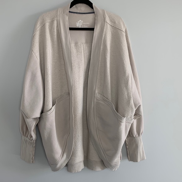 Anthropologie Pilcro Aubrey Draped Cardigan Open Front Beige Size L/XL - Picture 4 of 14